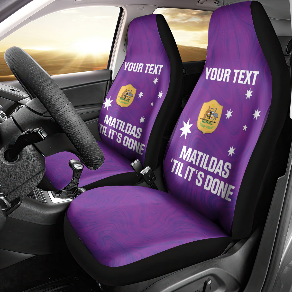 Custom Australia Soccer Car Seat Cover Matildas Go Champions - Purple