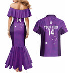 Custom Australia Soccer Couples Matching Mermaid Dress and Hawaiian Shirt Matildas Go Champions - Purple