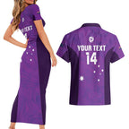 Custom Australia Soccer Couples Matching Short Sleeve Bodycon Dress and Hawaiian Shirt Matildas Go Champions - Purple