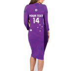 Custom Australia Soccer Family Matching Long Sleeve Bodycon Dress and Hawaiian Shirt Matildas Go Champions - Purple