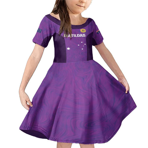 Custom Australia Soccer Family Matching Mermaid Dress and Hawaiian Shirt Matildas Go Champions - Purple