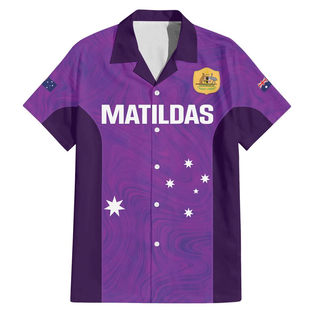 Custom Australia Soccer Family Matching Mermaid Dress and Hawaiian Shirt Matildas Go Champions - Purple