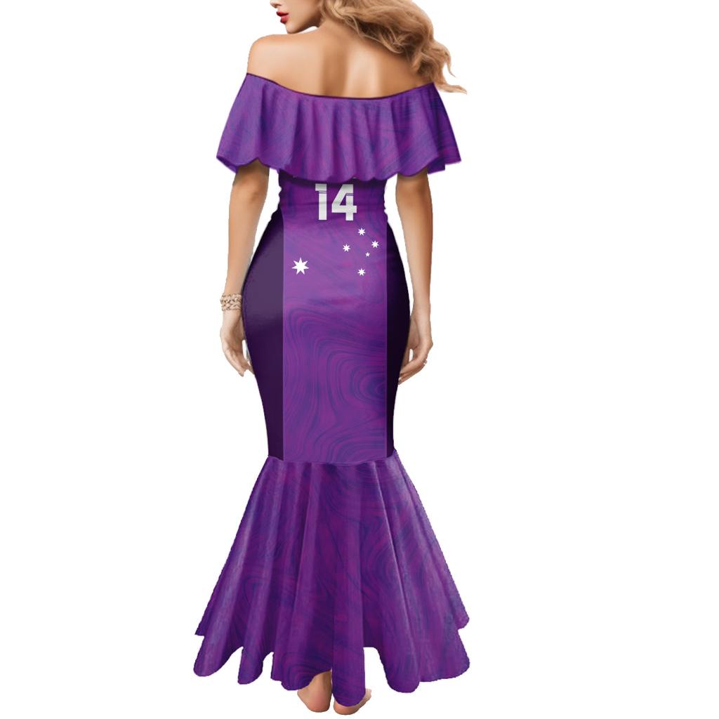 Custom Australia Soccer Family Matching Mermaid Dress and Hawaiian Shirt Matildas Go Champions - Purple