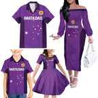 Custom Australia Soccer Family Matching Off The Shoulder Long Sleeve Dress and Hawaiian Shirt Matildas Go Champions - Purple