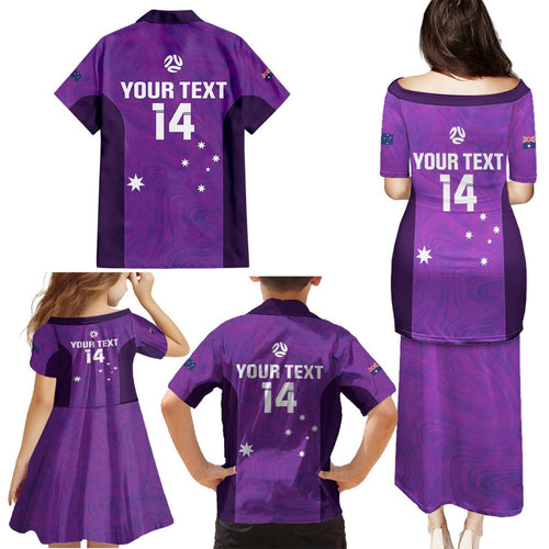 Custom Australia Soccer Family Matching Puletasi and Hawaiian Shirt Matildas Go Champions - Purple