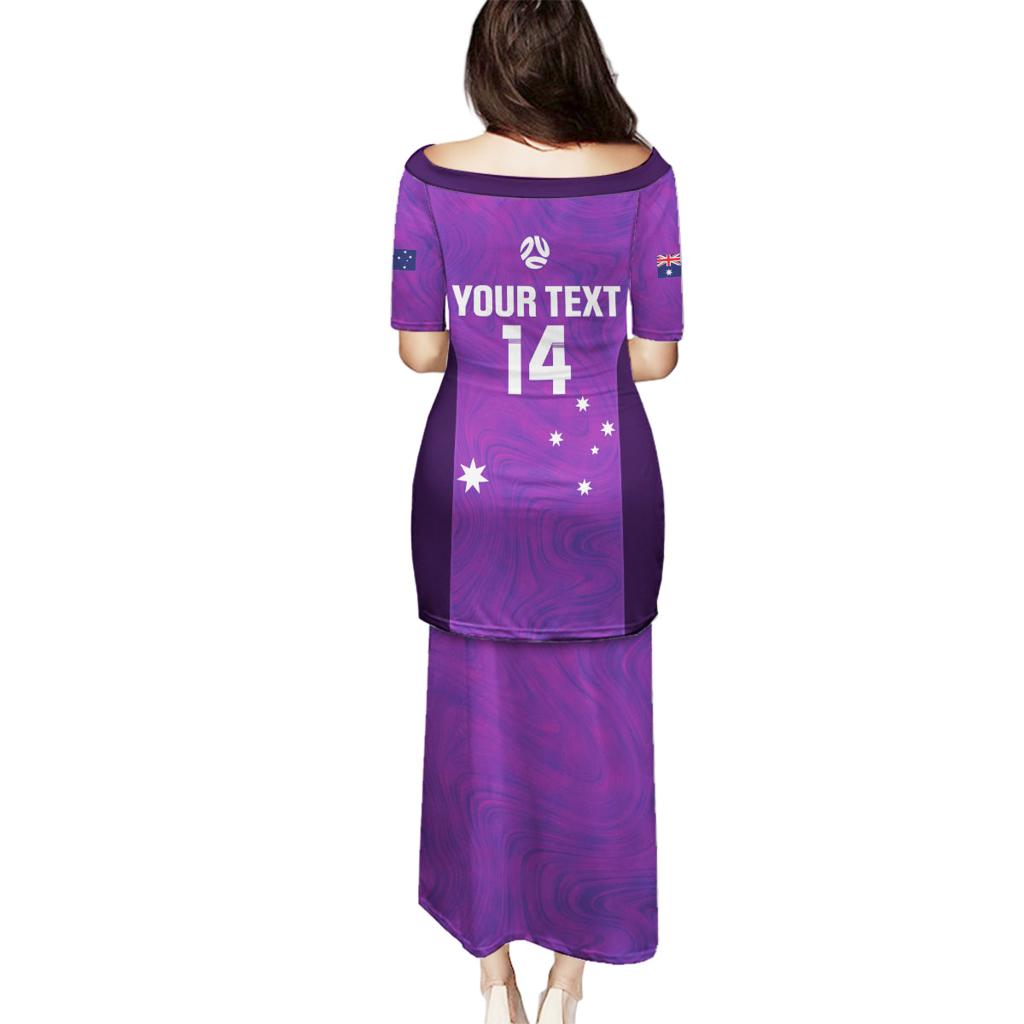 Custom Australia Soccer Family Matching Puletasi and Hawaiian Shirt Matildas Go Champions - Purple