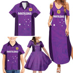 Custom Australia Soccer Family Matching Summer Maxi Dress and Hawaiian Shirt Matildas Go Champions - Purple