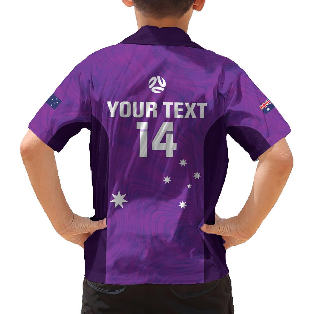Custom Australia Soccer Family Matching Summer Maxi Dress and Hawaiian Shirt Matildas Go Champions - Purple