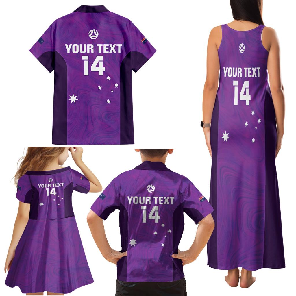 Custom Australia Soccer Family Matching Tank Maxi Dress and Hawaiian Shirt Matildas Go Champions - Purple
