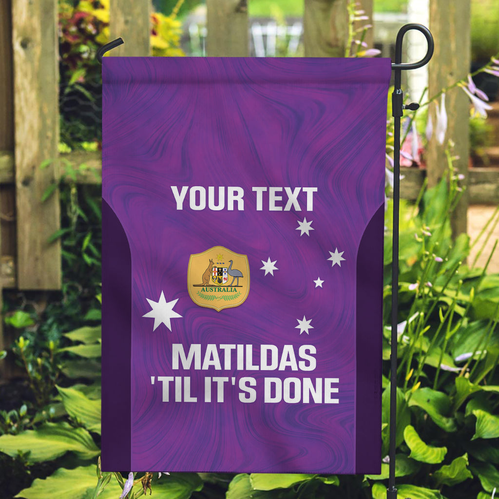 Custom Australia Soccer Garden Flag Matildas Go Champions - Purple