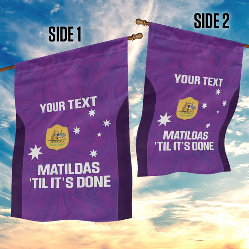 Custom Australia Soccer Garden Flag Matildas Go Champions - Purple