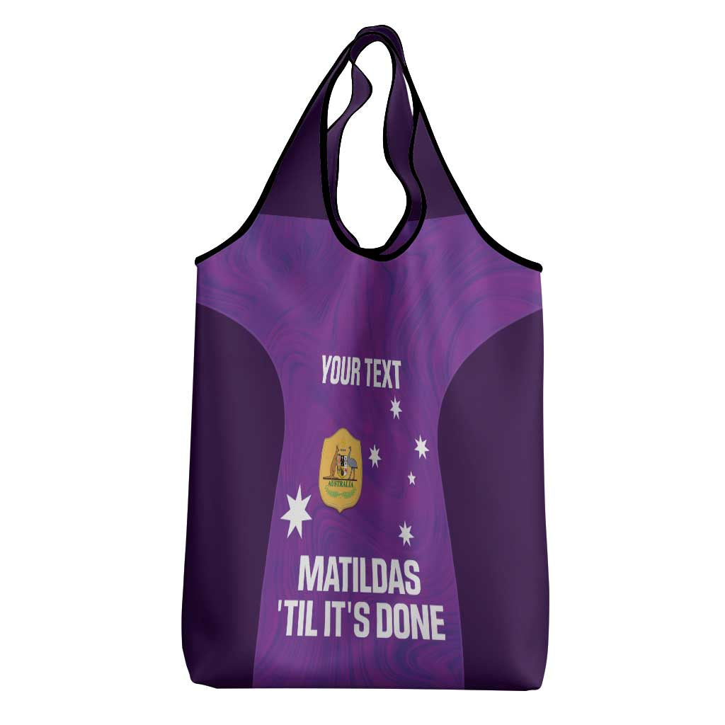 Custom Australia Soccer Grocery Bag Matildas Go Champions - Purple