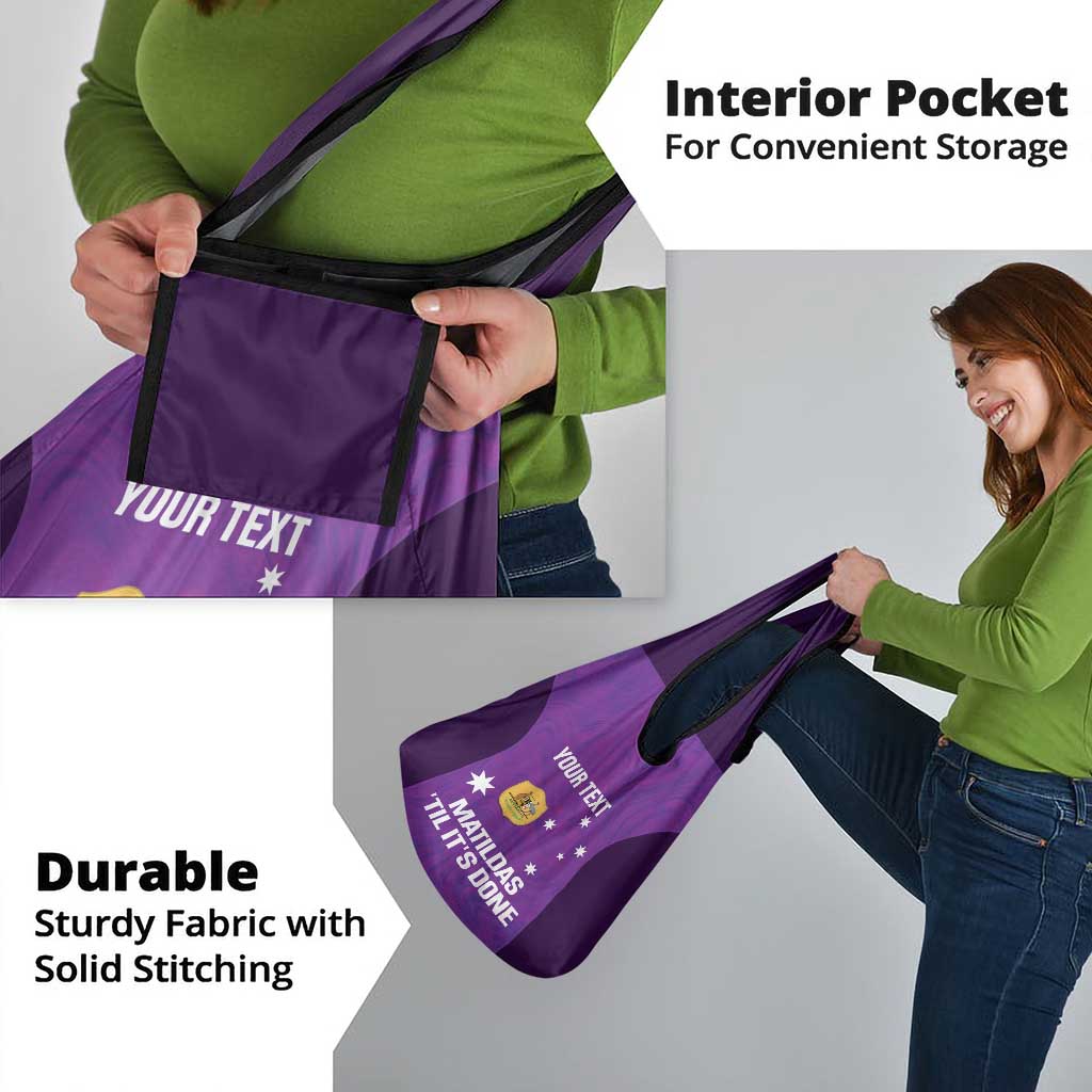 Custom Australia Soccer Grocery Bag Matildas Go Champions - Purple