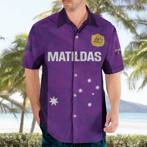 Custom Australia Soccer Hawaiian Shirt Matildas Go Champions - Purple