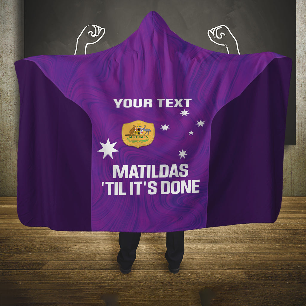 Custom Australia Soccer Hooded Blanket Matildas Go Champions - Purple