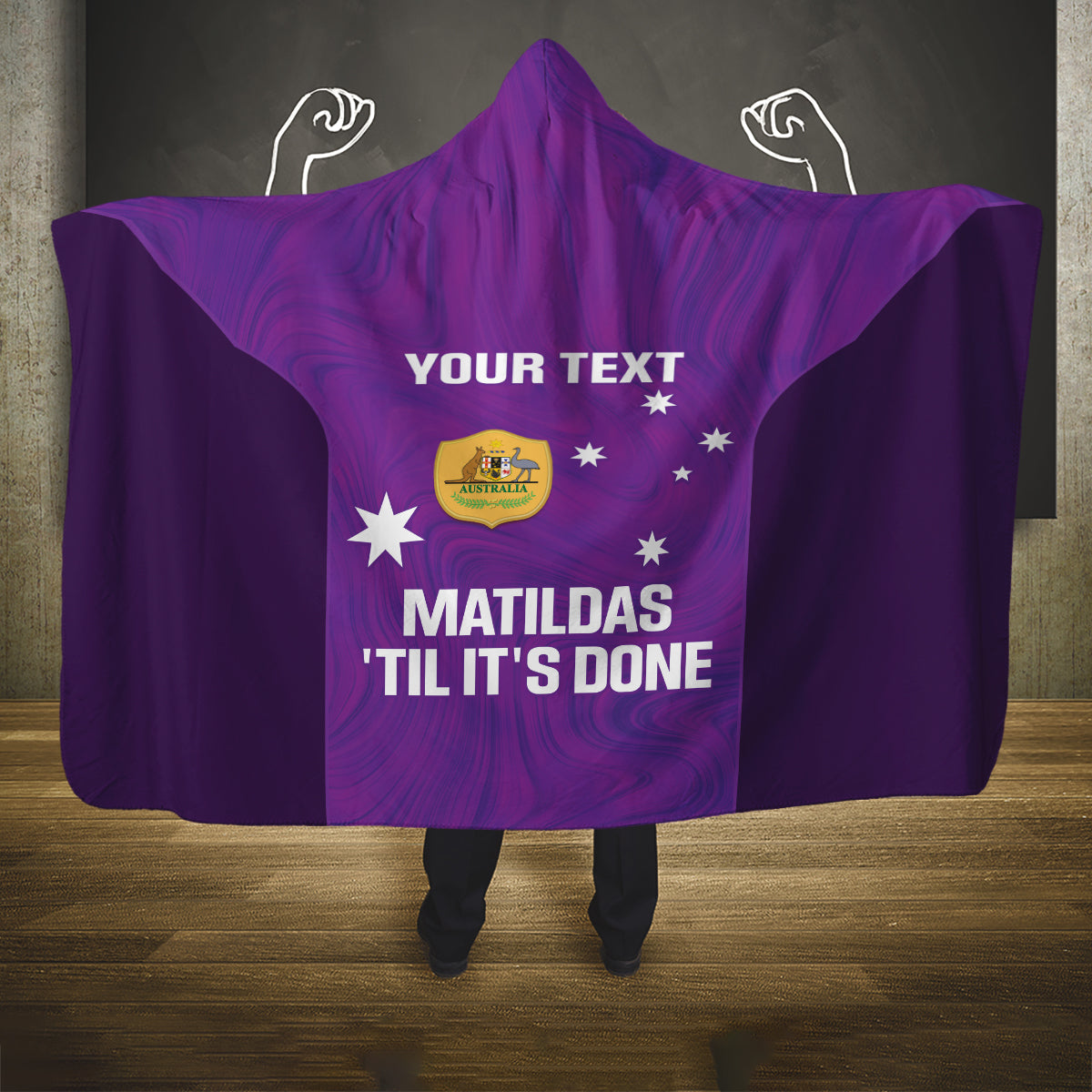 Custom Australia Soccer Hooded Blanket Matildas Go Champions - Purple