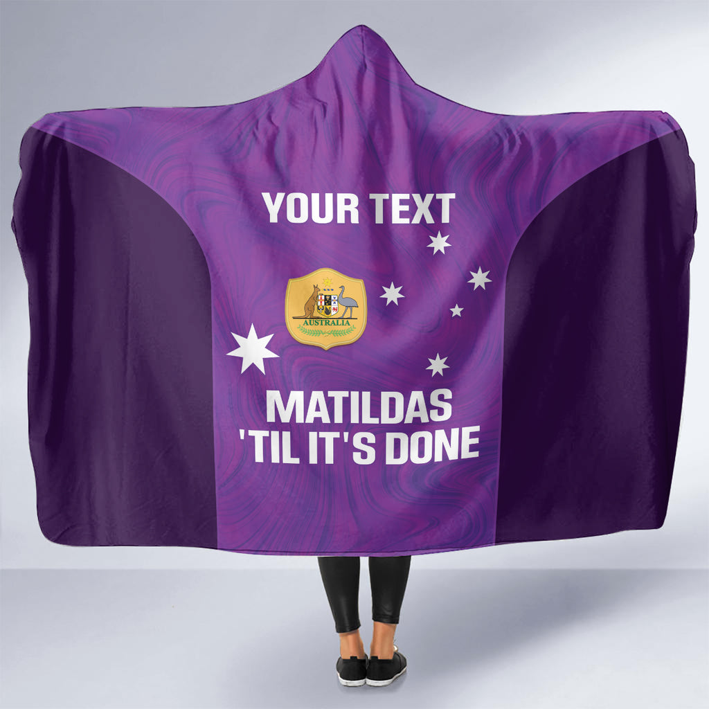 Custom Australia Soccer Hooded Blanket Matildas Go Champions - Purple