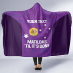 Custom Australia Soccer Hooded Blanket Matildas Go Champions - Purple
