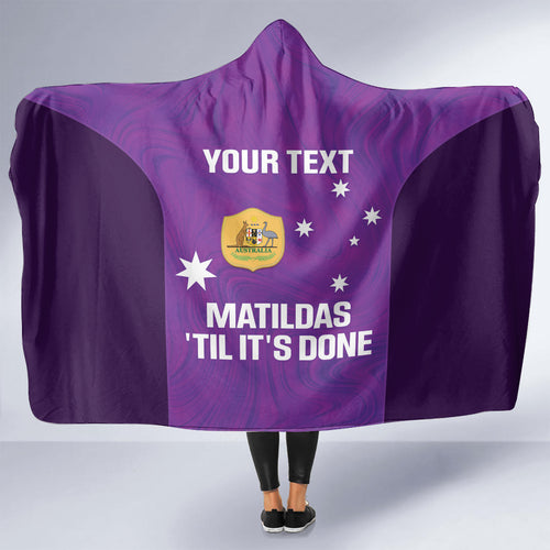 Custom Australia Soccer Hooded Blanket Matildas Go Champions - Purple