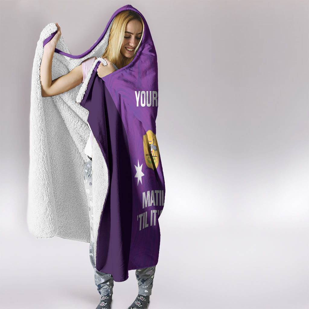 Custom Australia Soccer Hooded Blanket Matildas Go Champions - Purple