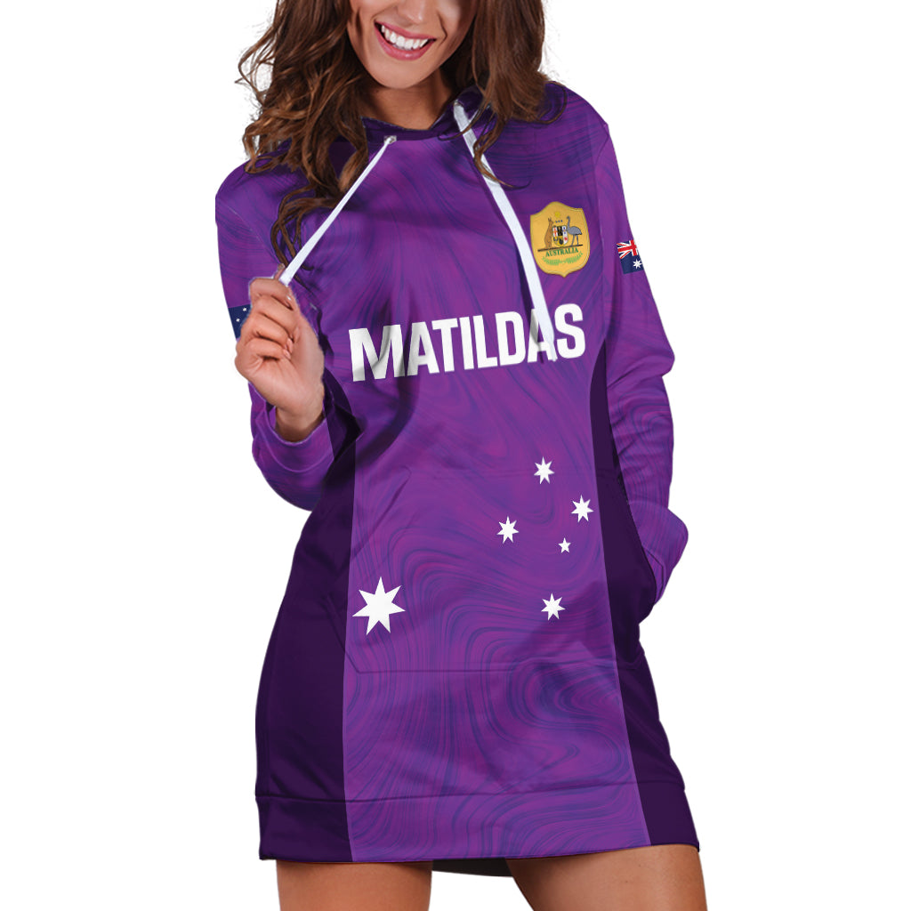 Custom Australia Soccer Hoodie Dress Matildas Go Champions - Purple