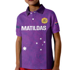 Custom Australia Soccer Kid Polo Shirt Matildas Go Champions - Purple
