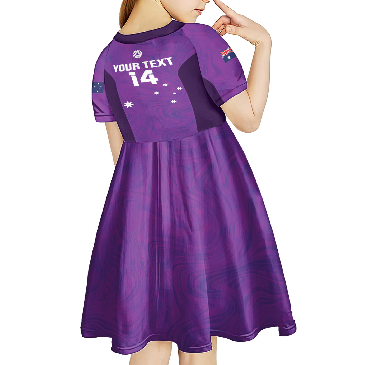 Custom Australia Soccer Kid Short Sleeve Dress Matildas Go Champions - Purple