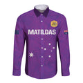 Custom Australia Soccer Long Sleeve Button Shirt Matildas Go Champions - Purple