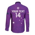 Custom Australia Soccer Long Sleeve Button Shirt Matildas Go Champions - Purple