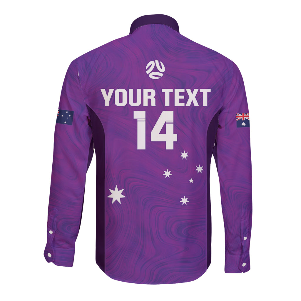 Custom Australia Soccer Long Sleeve Button Shirt Matildas Go Champions - Purple