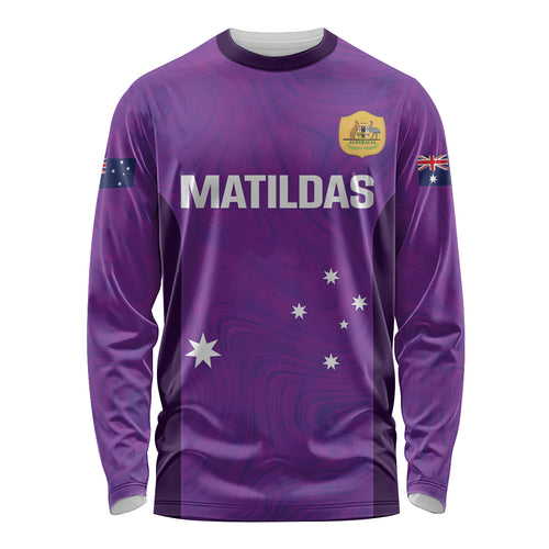 Custom Australia Soccer Long Sleeve Shirt Matildas Go Champions - Purple