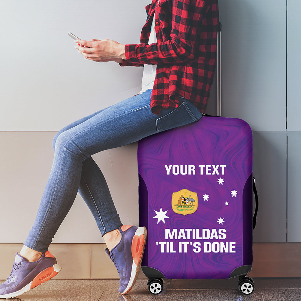 Custom Australia Soccer Luggage Cover Matildas Go Champions - Purple