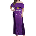 Custom Australia Soccer Off Shoulder Maxi Dress Matildas Go Champions - Purple