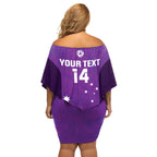 Custom Australia Soccer Off Shoulder Short Dress Matildas Go Champions - Purple