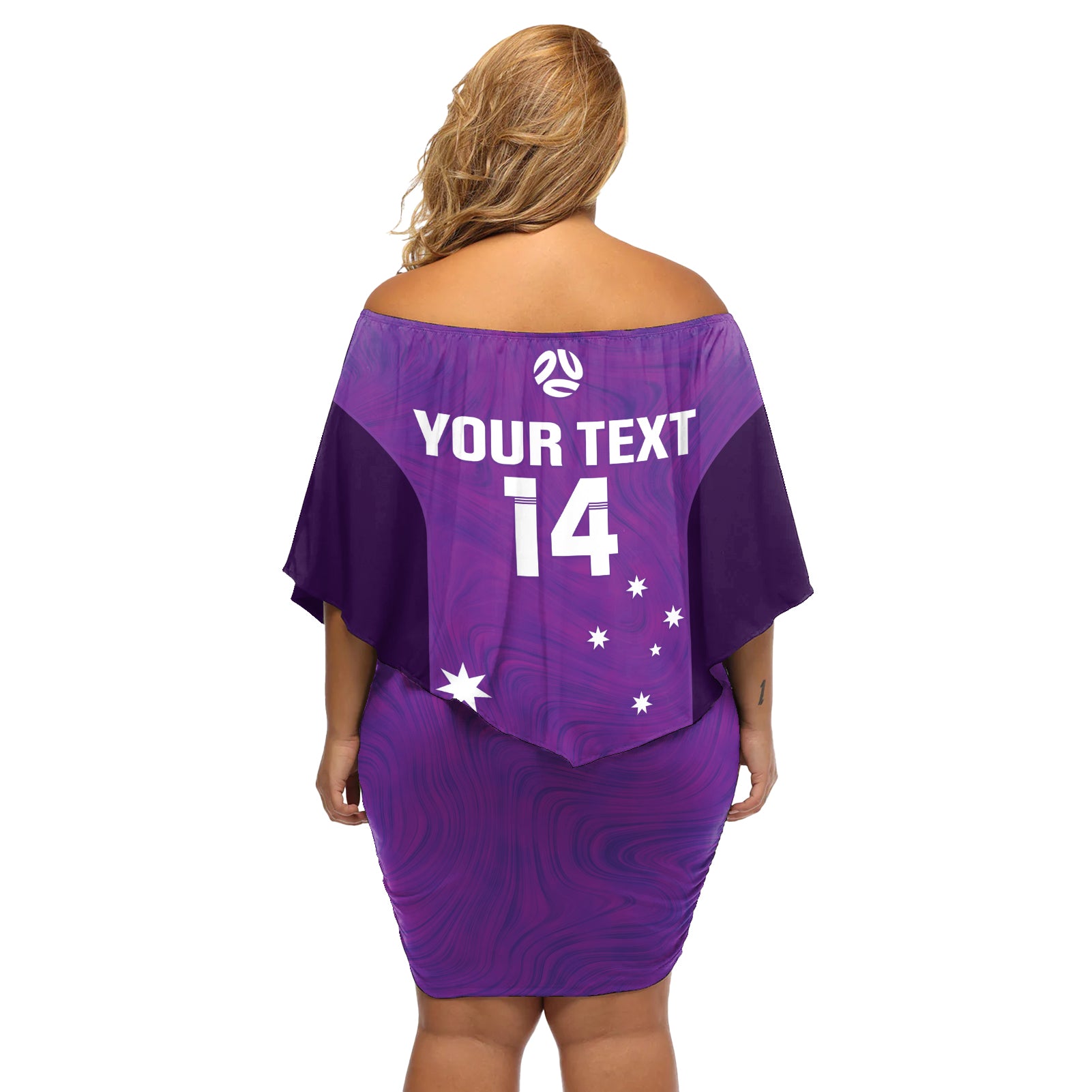 Custom Australia Soccer Off Shoulder Short Dress Matildas Go Champions - Purple
