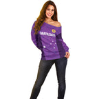 Custom Australia Soccer Off Shoulder Sweater Matildas Go Champions - Purple