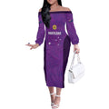 Custom Australia Soccer Off The Shoulder Long Sleeve Dress Matildas Go Champions - Purple