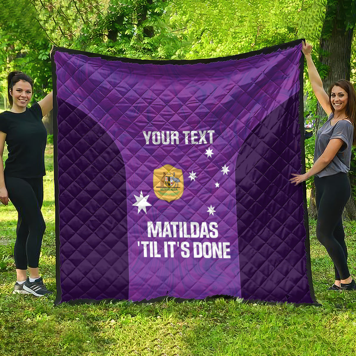 Custom Australia Soccer Quilt Matildas Go Champions - Purple