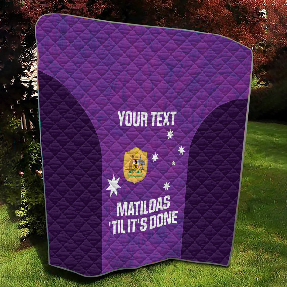 Custom Australia Soccer Quilt Matildas Go Champions - Purple