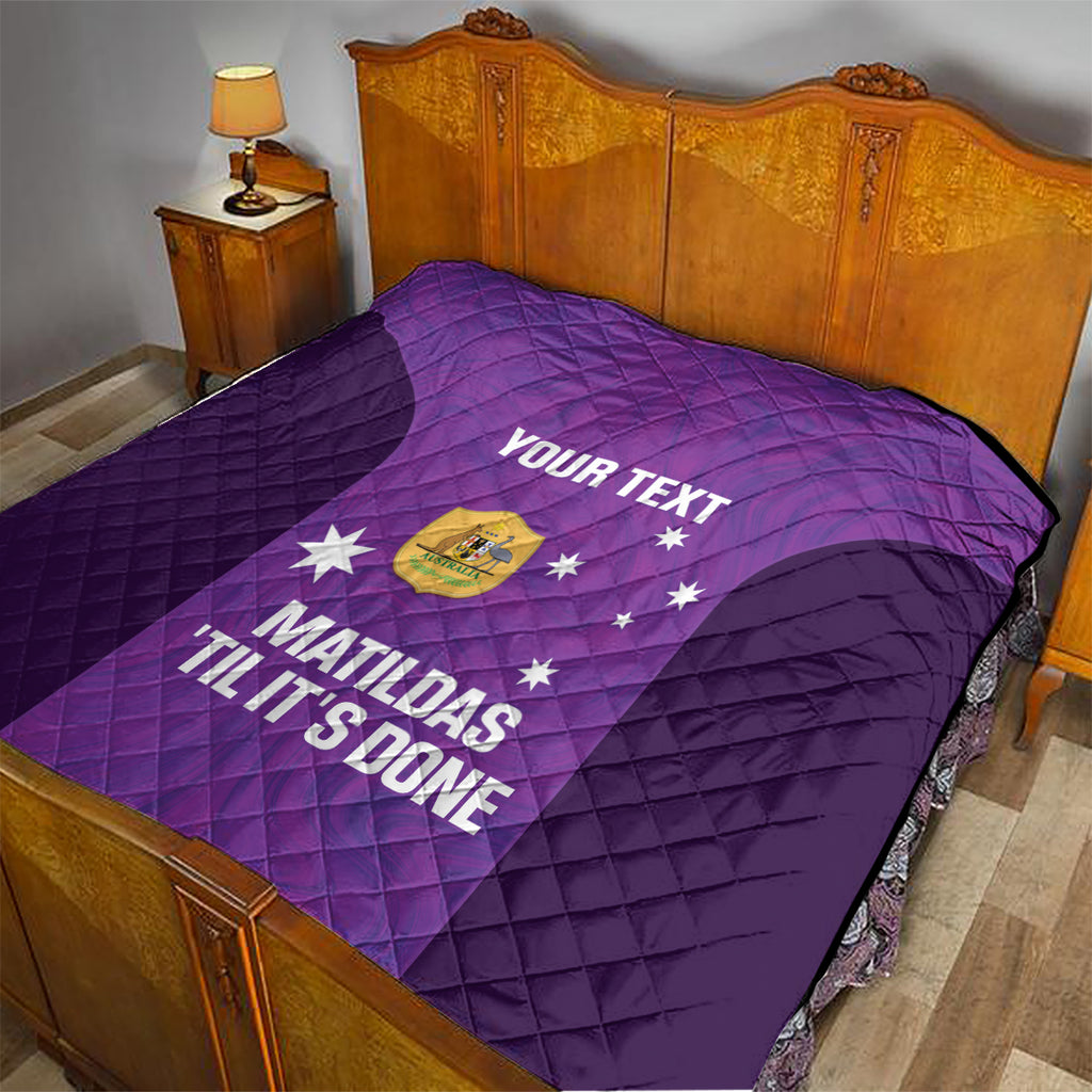 Custom Australia Soccer Quilt Matildas Go Champions - Purple