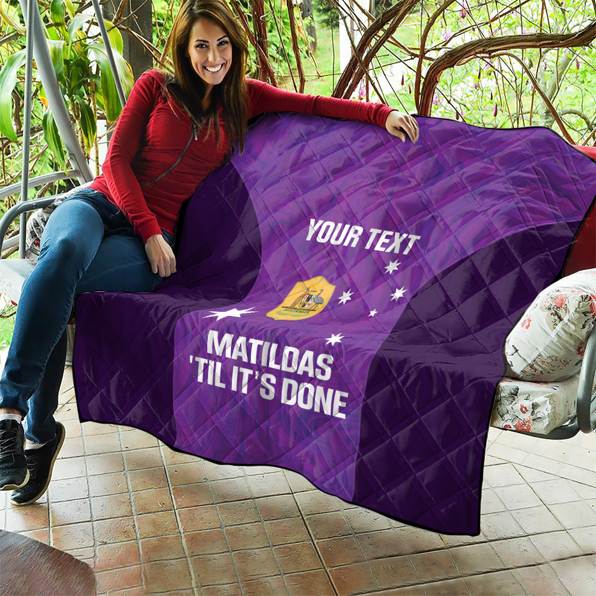 Custom Australia Soccer Quilt Matildas Go Champions - Purple
