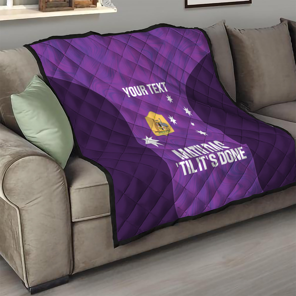 Custom Australia Soccer Quilt Matildas Go Champions - Purple