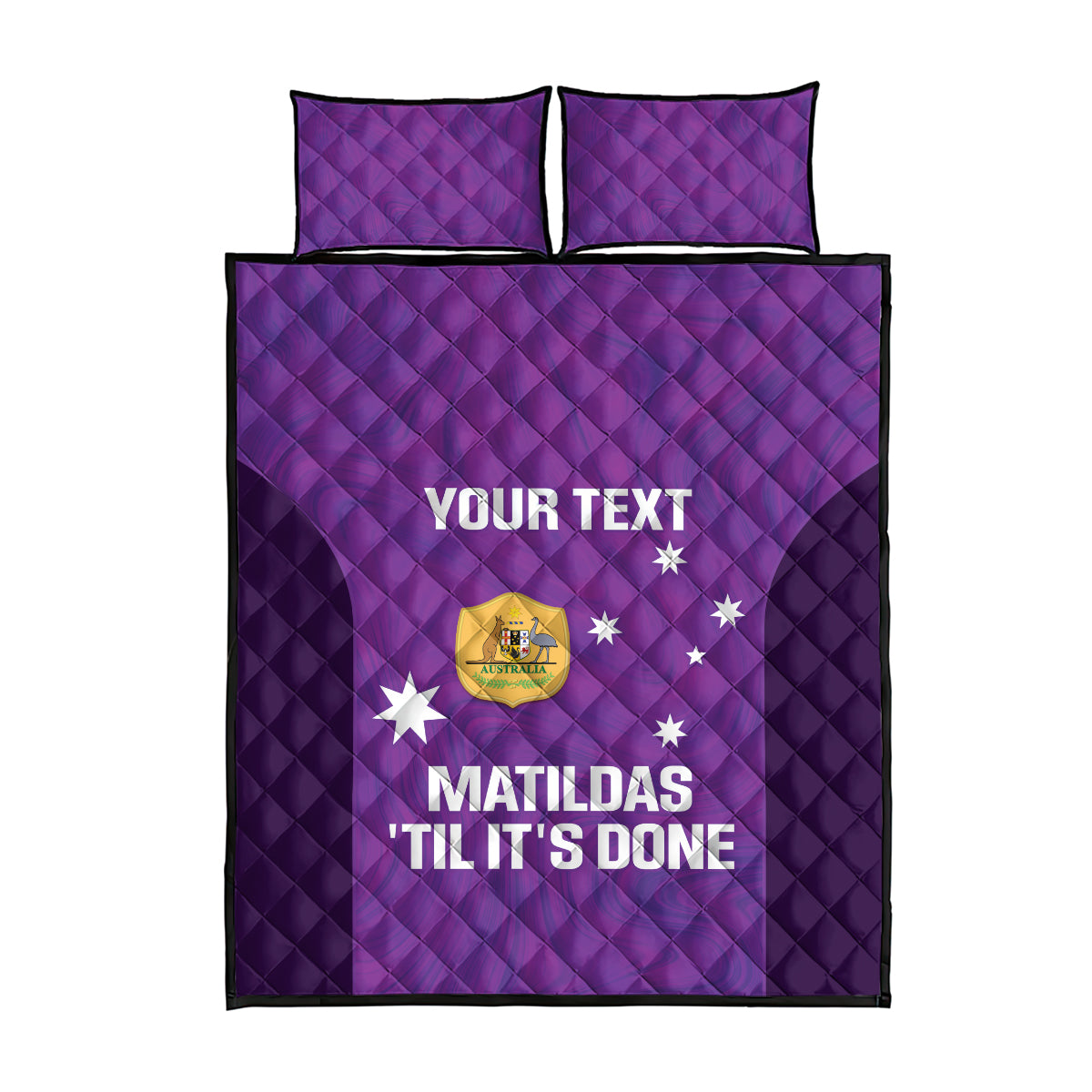 Custom Australia Soccer Quilt Bed Set Matildas Go Champions - Purple