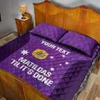 Custom Australia Soccer Quilt Bed Set Matildas Go Champions - Purple