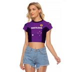 Custom Australia Soccer Raglan Cropped T Shirt Matildas Go Champions - Purple
