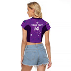 Custom Australia Soccer Raglan Cropped T Shirt Matildas Go Champions - Purple