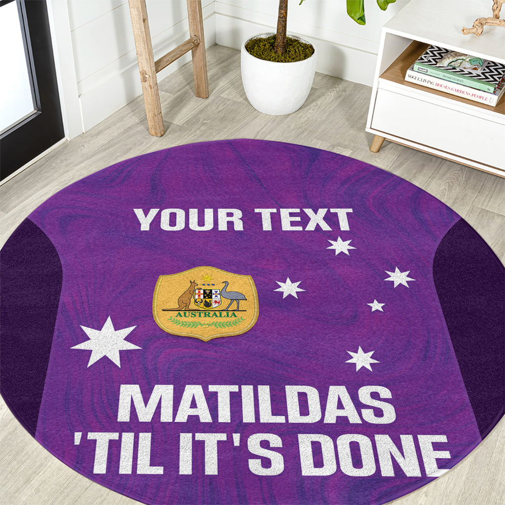 Custom Australia Soccer Round Carpet Matildas Go Champions - Purple