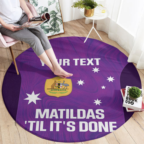 Custom Australia Soccer Round Carpet Matildas Go Champions - Purple