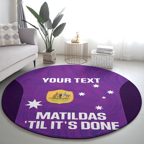 Custom Australia Soccer Round Carpet Matildas Go Champions - Purple