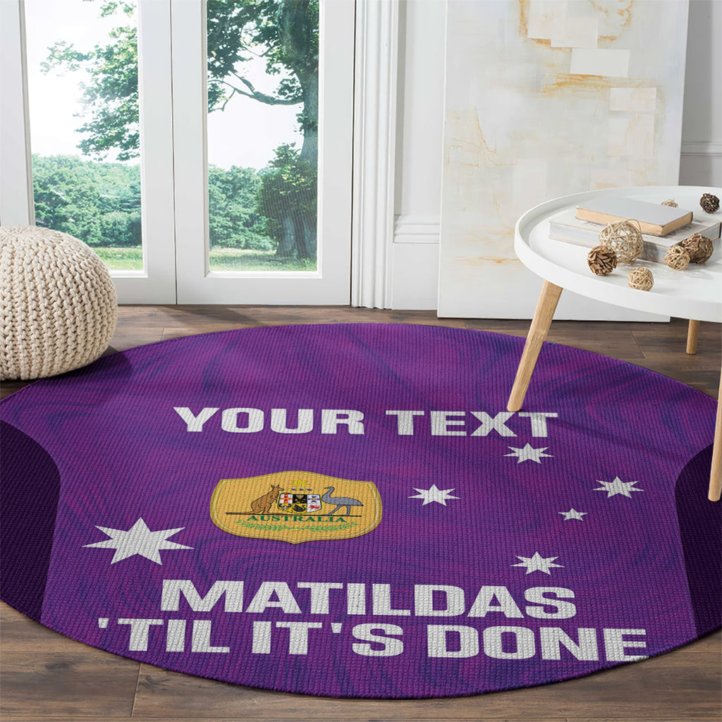 Custom Australia Soccer Round Carpet Matildas Go Champions - Purple